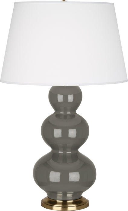 Robert Abbey (CR40X) Triple Gourd Table Lamp with Pearl Dupioni Fabric Shade