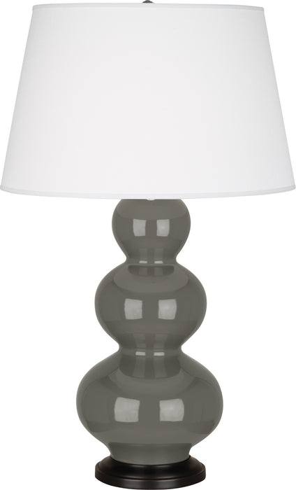 Robert Abbey (CR41X) Triple Gourd Table Lamp with Pearl Dupioni Fabric Shade