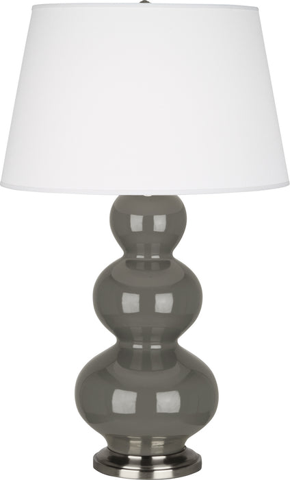 Robert Abbey (CR42X) Triple Gourd Table Lamp with Pearl Dupioni Fabric Shade