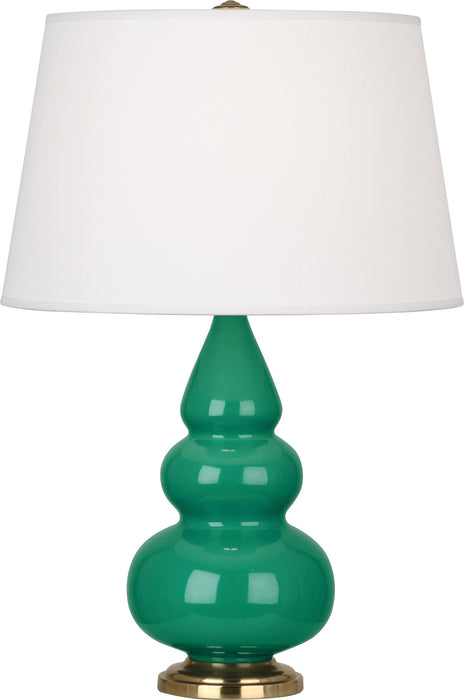 Robert Abbey (EG30X) Small Triple Gourd Accent Lamp with Pearl Dupioni Fabric Shade