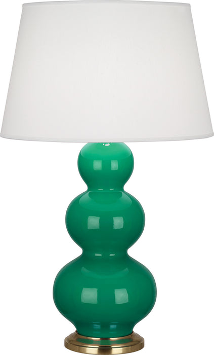 Robert Abbey (EG40X) Triple Gourd Table Lamp with Pearl Dupioni Fabric Shade