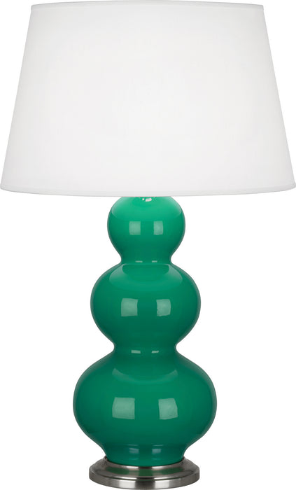 Robert Abbey (EG42X) Triple Gourd Table Lamp with Pearl Dupioni Fabric Shade