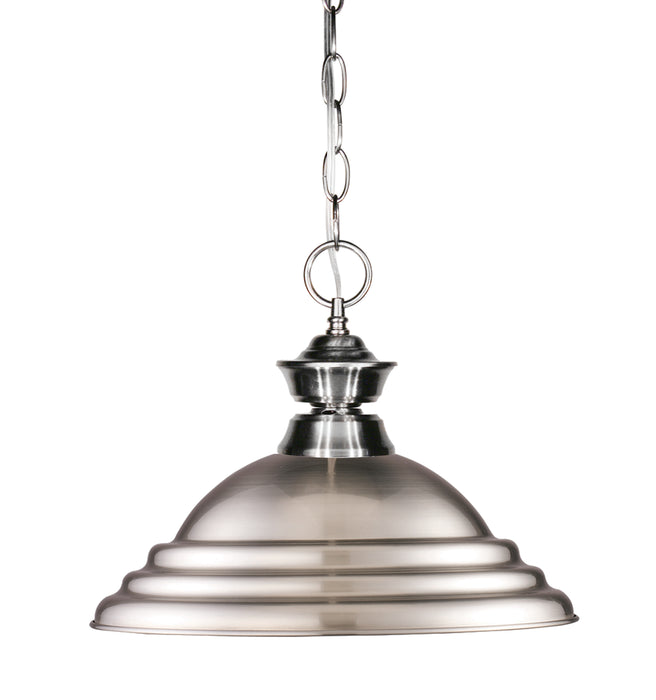 Shark 1 Light Pendant in Brushed Nickel with Brushed Nickel Shade