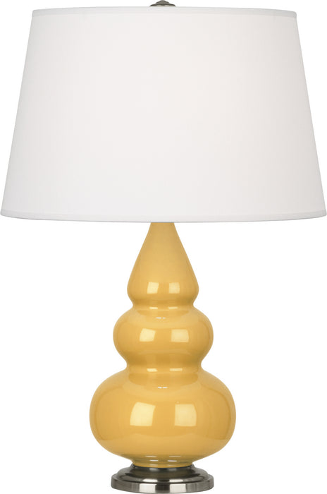 Robert Abbey (SU32X) Small Triple Gourd Accent Lamp with Pearl Dupioni Fabric Shade