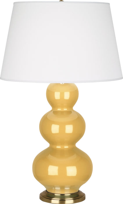 Robert Abbey (SU40X) Triple Gourd Table Lamp with Pearl Dupioni Fabric Shade