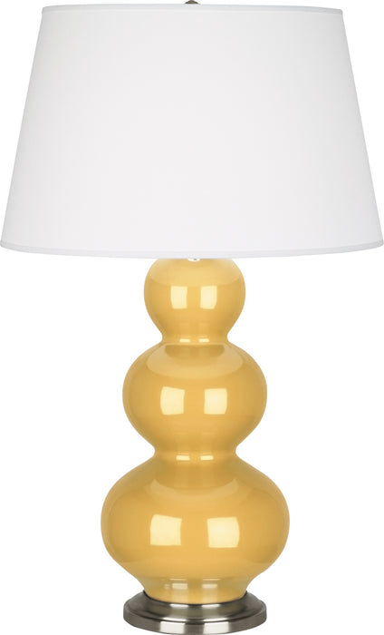 Robert Abbey (SU42X) Triple Gourd Table Lamp with Pearl Dupioni Fabric Shade