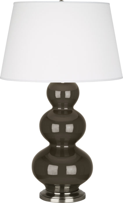 Robert Abbey (TE42X) Triple Gourd Table Lamp with Pearl Dupioni Fabric Shade