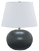 Scatchard 22 Inch Stoneware Table Lamp in Black Matte with White Linen Hardback
