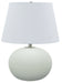Scatchard 22 Inch Stoneware Table Lamp in White Matte with White Linen Hardback