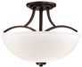 Overland Park 3-Light Semi-Flush Mount in Vintage Bronze & Etched White Glass