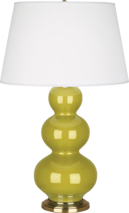 Robert Abbey (CI40X) Triple Gourd Table Lamp with Pearl Dupioni Fabric Shade