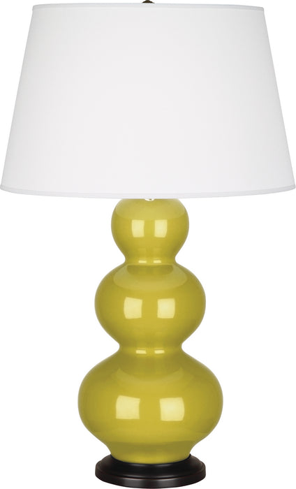 Robert Abbey (CI41X) Triple Gourd Table Lamp with Pearl Dupioni Fabric Shade