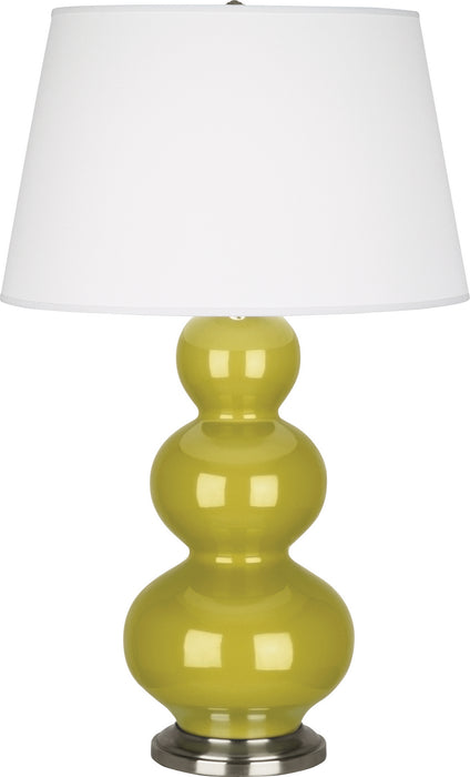 Robert Abbey (CI42X) Triple Gourd Table Lamp with Pearl Dupioni Fabric Shade