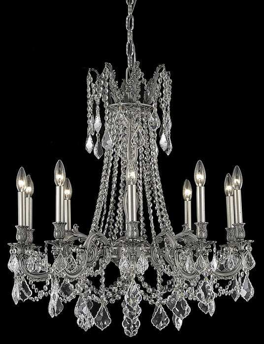 Rosalia 10-Light Chandelier in Pewter with Clear Royal Cut Crystal