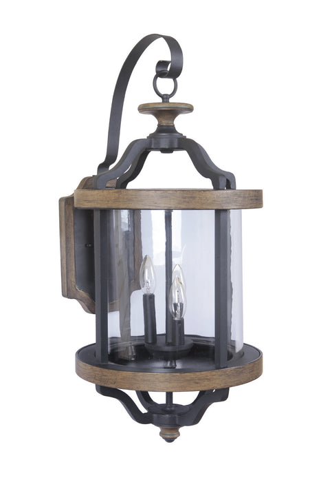 Ashwood 3-Light Wall Lantern in Textured Black/Whiskey Barrel