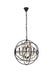 Geneva 5-Light Pendant in Dark Bronze with Golden Teak (Smoky) Royal Cut Crystal