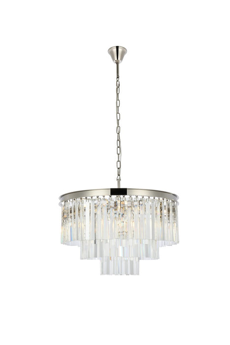 Sydney 9-Light Chandelier in Polished Nickel with Clear Royal Cut Crystal