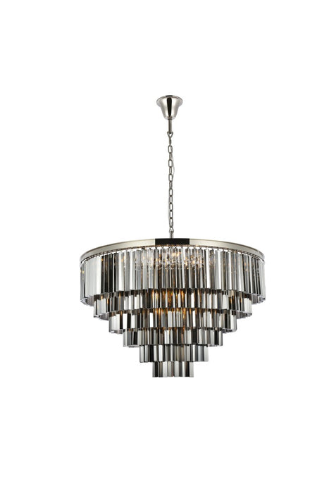 Sydney 33-Light Chandelier in Polished Nickel with Silver Shade (Grey) Royal Cut Crystal