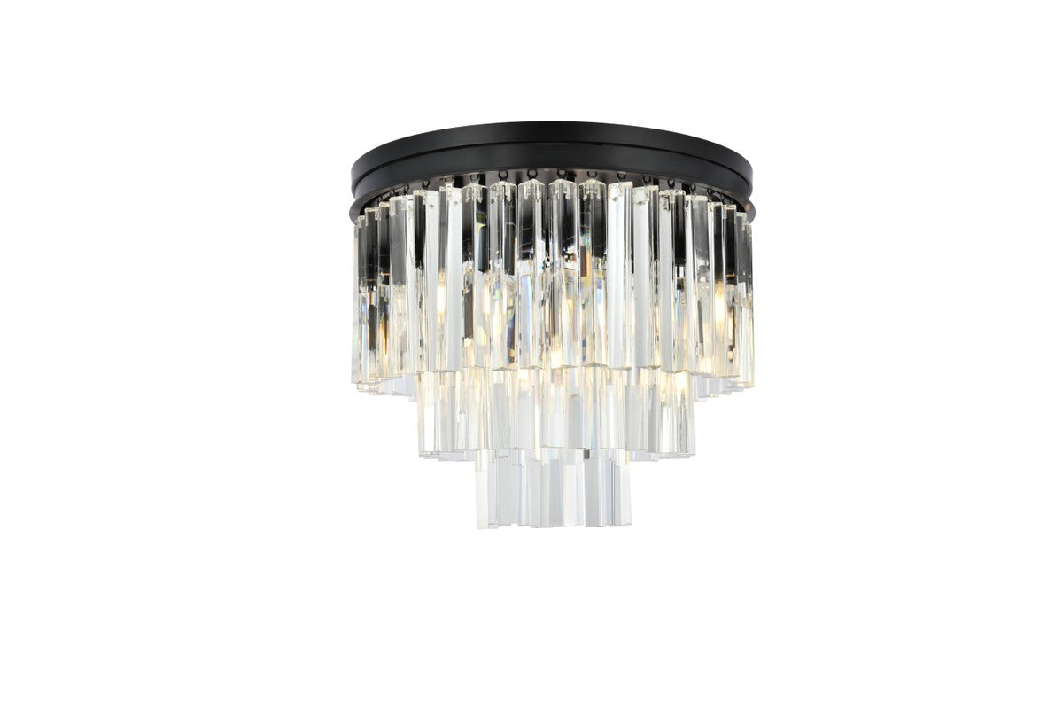 Sydney 9-Light Flush Mount in Matte Black with Clear Royal Cut Crystal