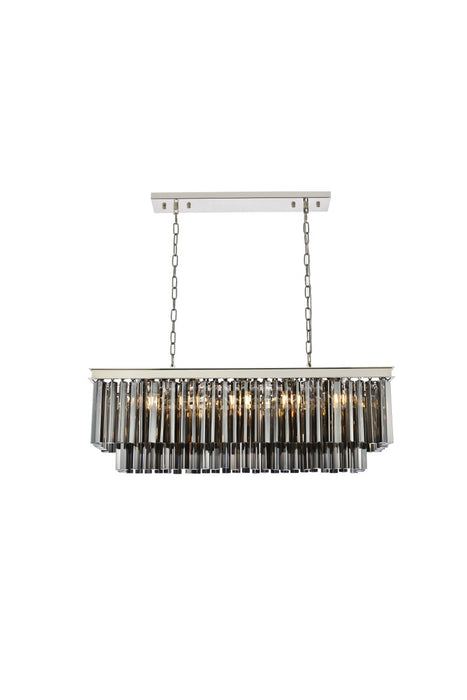 Sydney 12-Light Chandelier in Polished Nickel with Silver Shade (Grey) Royal Cut Crystal