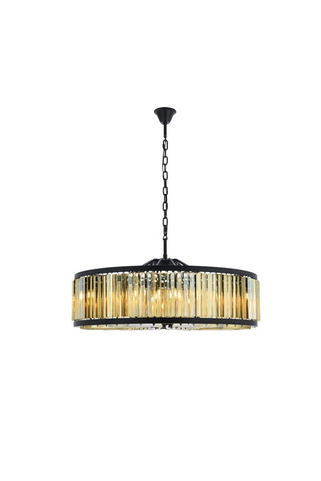 Chelsea 10-Light Chandelier in Matte Black with Golden Teak (Smoky) Royal Cut Crystal