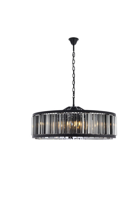 Chelsea 10-Light Chandelier in Matte Black with Silver Shade (Grey) Royal Cut Crystal