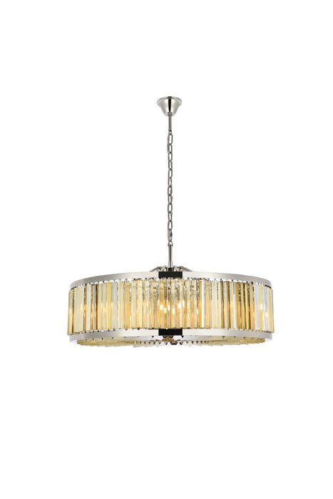 Chelsea 10-Light Chandelier in Polished Nickel with Golden Teak (Smoky) Royal Cut Crystal