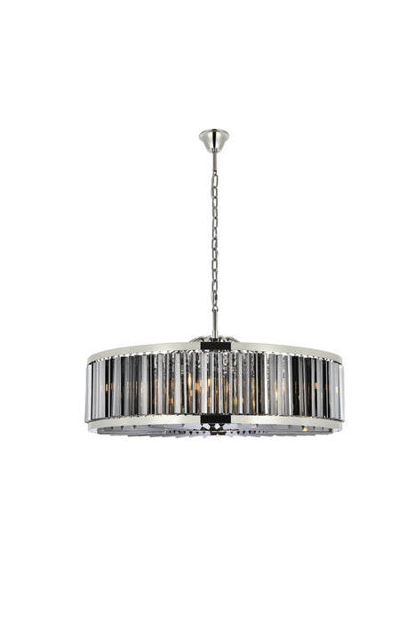 Chelsea 10-Light Chandelier in Polished Nickel with Silver Shade (Grey) Royal Cut Crystal