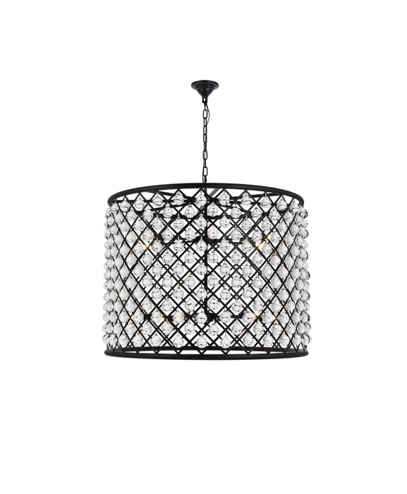 Madison 12-Light Chandelier in Matte Black with Clear Royal Cut Crystal