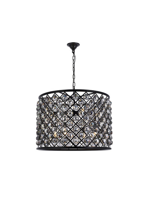 Madison 8-Light Chandelier in Matte Black with Silver Shade (Grey) Royal Cut Crystal