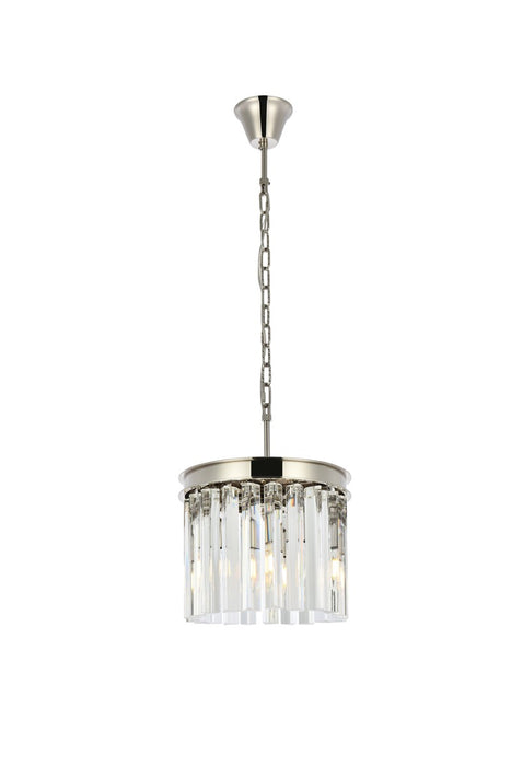 Sydney 3-Light Pendant in Polished Nickel with Clear Royal Cut Crystal