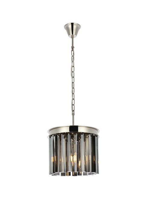 Sydney 3-Light Pendant in Polished Nickel with Silver Shade (Grey) Royal Cut Crystal