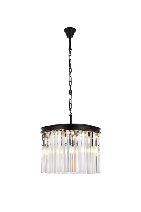 Sydney 6-Light Pendant in Matte Black with Clear Royal Cut Crystal