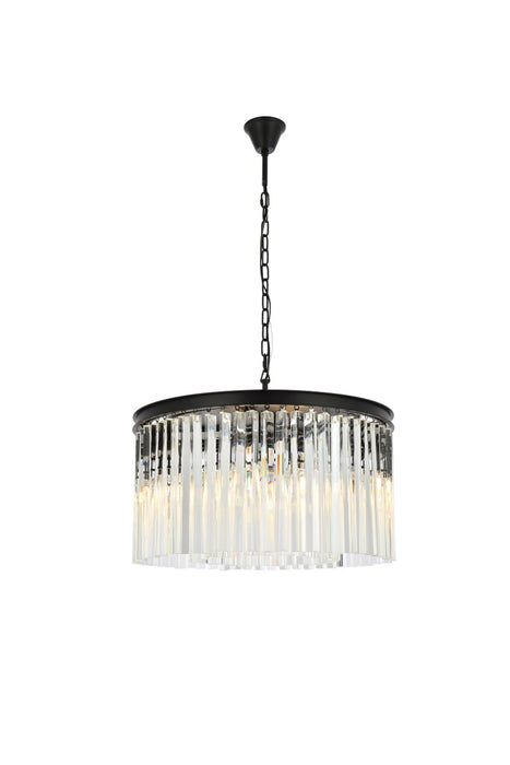 Sydney 8-Light Chandelier in Matte Black with Clear Royal Cut Crystal