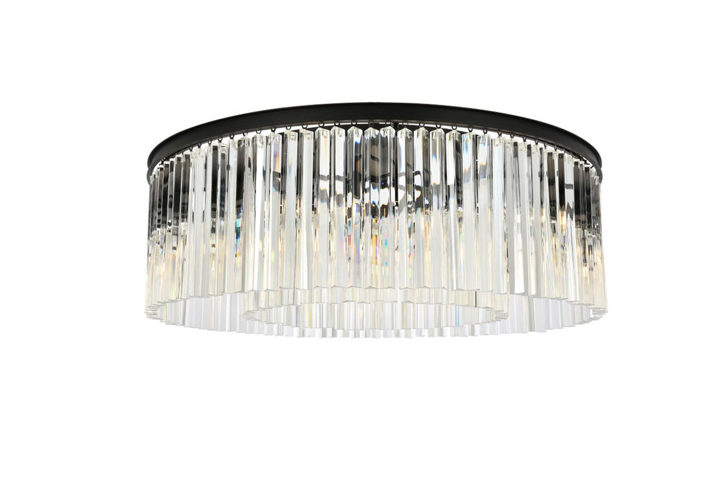 Sydney 10-Light Flush Mount in Matte Black with Clear Royal Cut Crystal