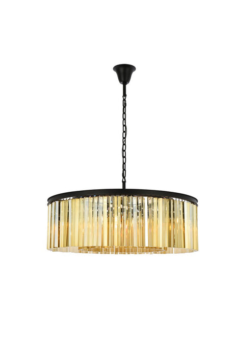 Sydney 10-Light Chandelier in Matte Black with Golden Teak (Smoky) Royal Cut Crystal