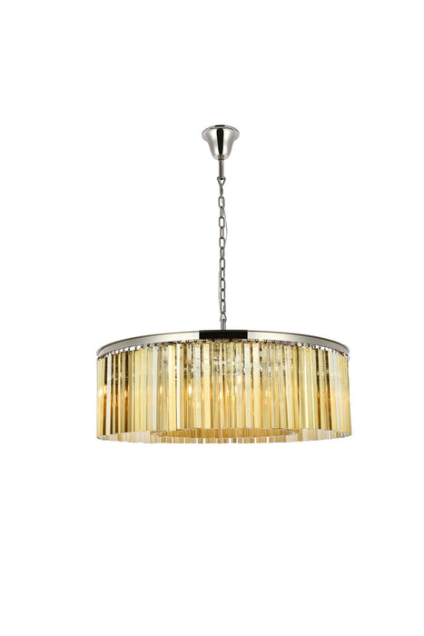 Sydney 10-Light Chandelier in Polished Nickel with Golden Teak (Smoky) Royal Cut Crystal