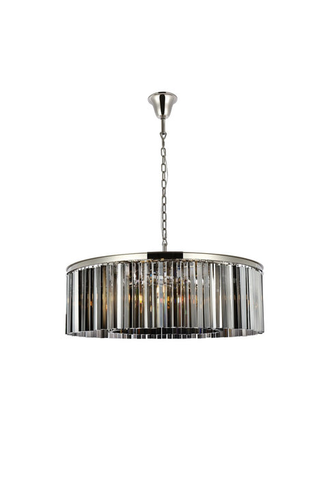 Sydney 10-Light Chandelier in Polished Nickel with Silver Shade (Grey) Royal Cut Crystal