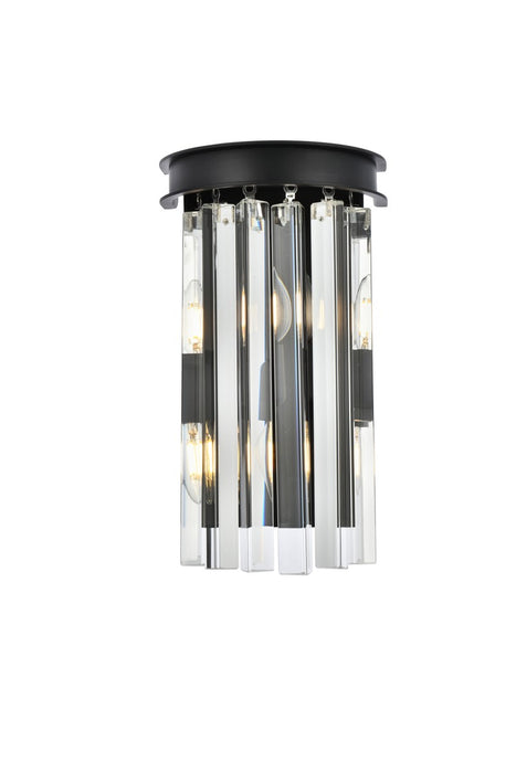 Sydney 2-Light Wall Sconce in Matte Black with Clear Royal Cut Crystal