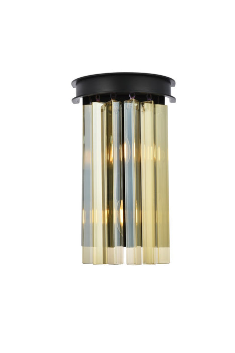 Sydney 2-Light Wall Sconce in Matte Black with Golden Teak (Smoky) Royal Cut Crystal