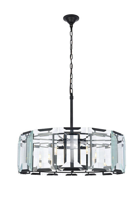 Monaco 8-Light Chandelier in Flat Black (Matte) with Clear Glass