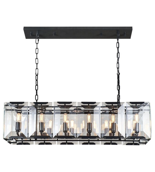 Monaco 12-Light Chandelier in Flat Black (Matte) with Clear Glass