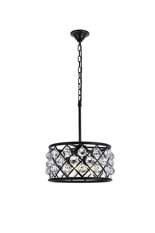 Madison 4-Light Pendant in Matte Black with Clear Royal Cut Crystal