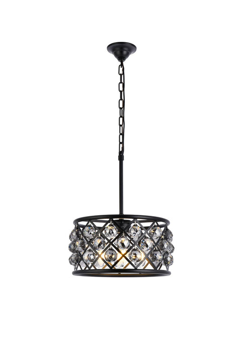 Madison 4-Light Pendant in Matte Black with Silver Shade (Grey) Royal Cut Crystal