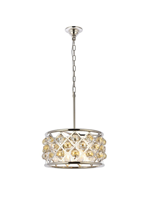 Madison 4-Light Pendant in Polished Nickel with Golden Teak (Smoky) Royal Cut Crystal