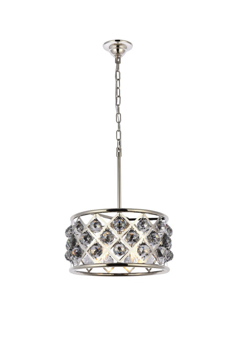 Madison 4-Light Pendant in Polished Nickel with Silver Shade (Grey) Royal Cut Crystal