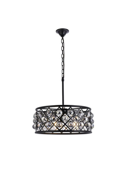 Madison 5-Light Chandelier in Matte Black with Silver Shade (Grey) Royal Cut Crystal