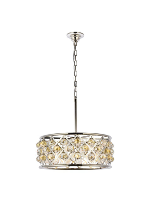 Madison 5-Light Chandelier in Polished Nickel with Golden Teak (Smoky) Royal Cut Crystal