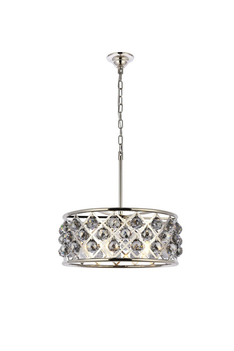 Madison 5-Light Chandelier in Polished Nickel with Silver Shade (Grey) Royal Cut Crystal