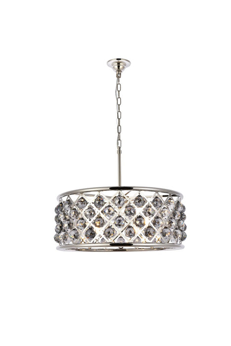 Madison 6-Light Chandelier in Polished Nickel with Silver Shade (Grey) Royal Cut Crystal